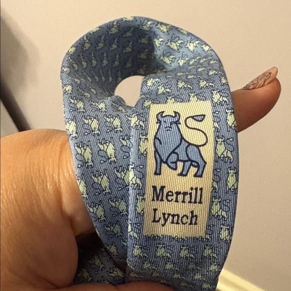 Vineyard Vines Custom Collections Merrill Lynch Logo Baby Blue Silk Necktie Tie - Picture 7 of 14